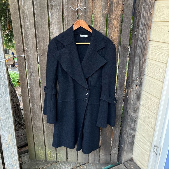 Promod Black Wool Button Coat Sz EU 38/ U.S. 8/M - Picture 8 of 15